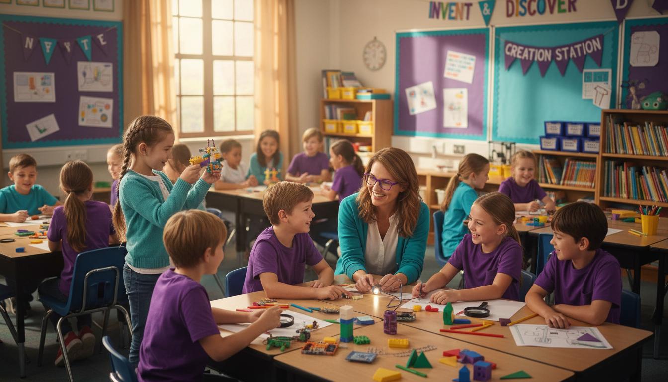 Children engaged in an interactive brain science workshop at school